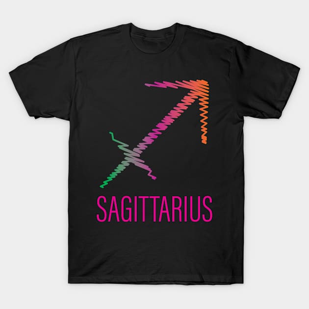 Sagittarius Zodiac Scribble Multicolor T-Shirt by centeringmychi